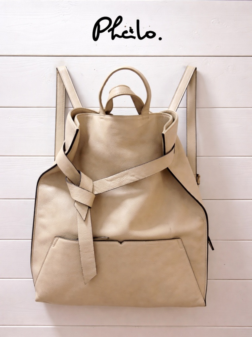 PHILO Beige Convertible Backpack